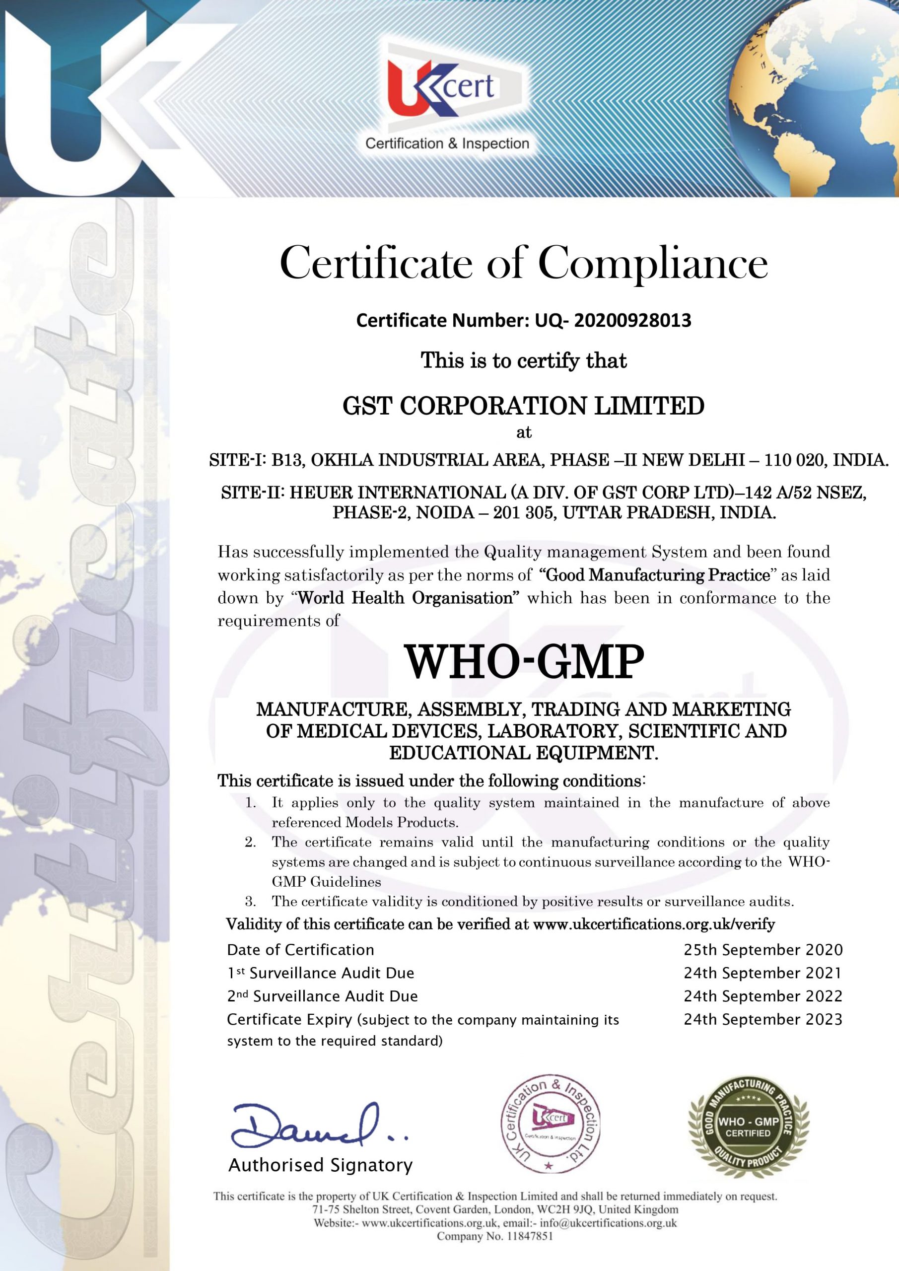 Gst Corporation Limited Who Gmp 2023 Min