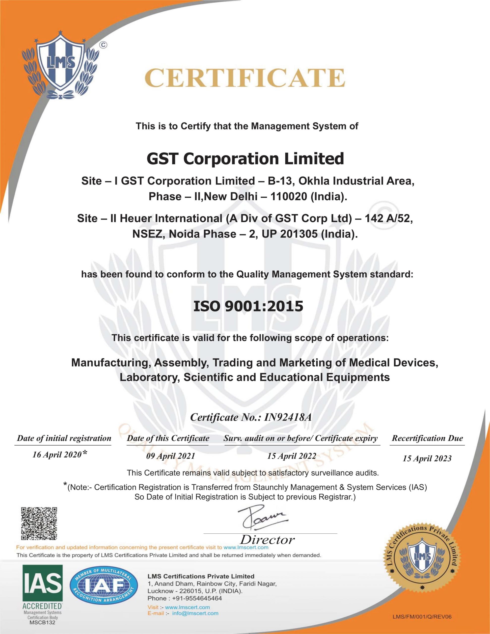 Gst Corporation Limited 9001 Min